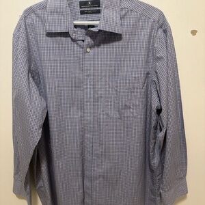 Hart Schaffner Marx Blue and White Checked Dress Shirt